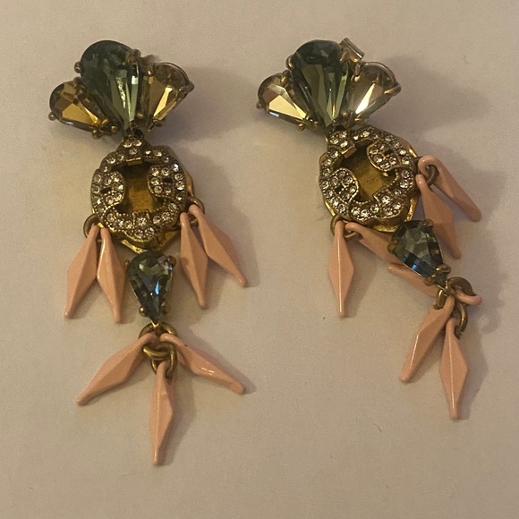 JCrew Multicolor Crystal & Enamel Chandelier Dangle Earrings Y2K, 2.5" length - Picture 4 of 11